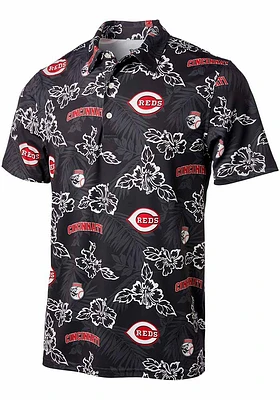 Reyn Spooner Cincinnati Reds Mens Black Pua Short Sleeve Polo