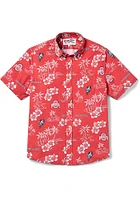 Reyn Spooner Ohio State Buckeyes Mens Red Kekai Design Short Sleeve Dress Shirt