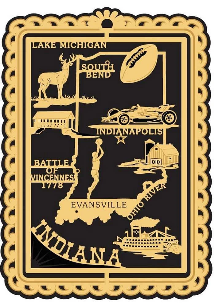 Indiana Landmarks Brass Ornament