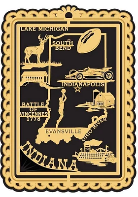 Indiana Landmarks Brass Ornament