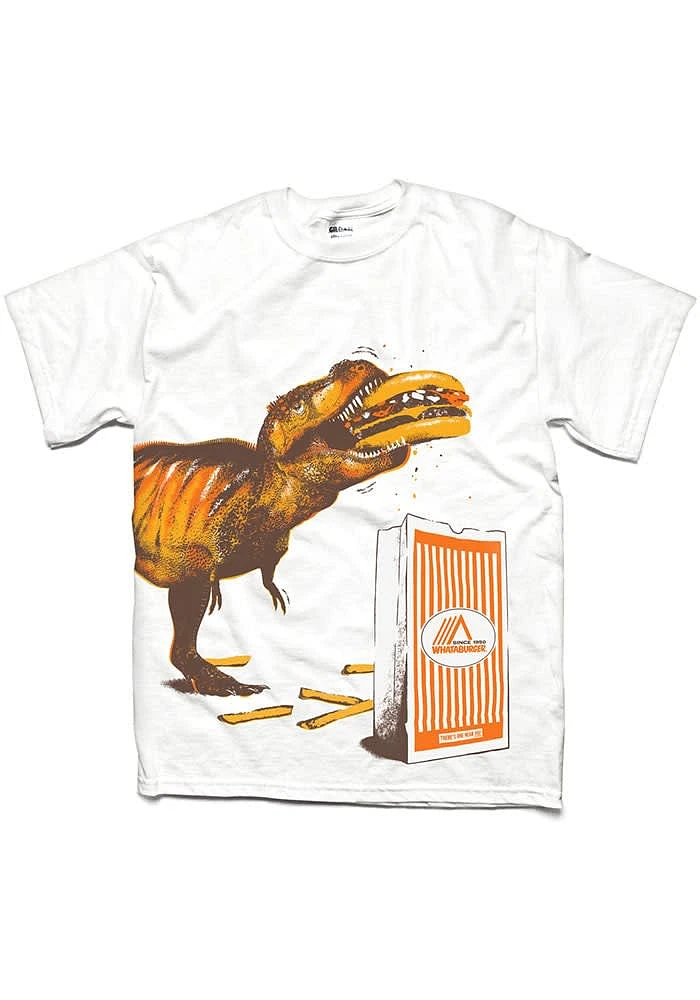 Texas Youth White T-Rex Short Sleeve Fashion T-Shirt
