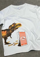 Texas Youth White T-Rex Short Sleeve Fashion T-Shirt