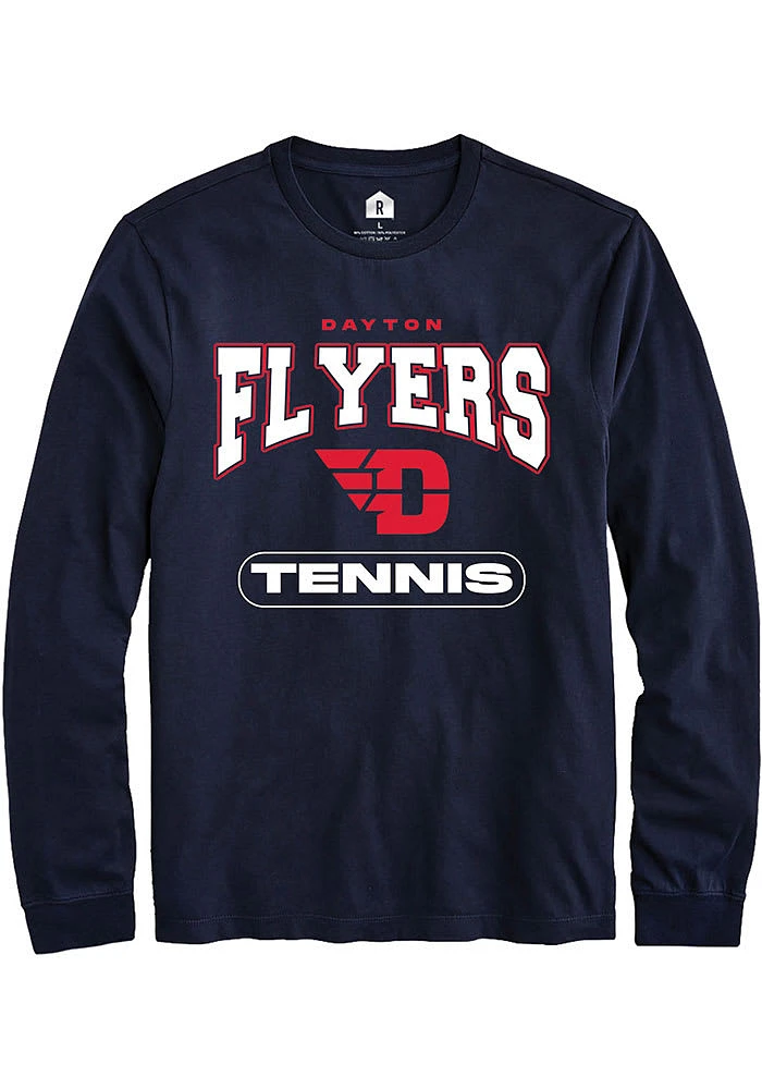 Rally Dayton Flyers Navy Blue Tennis Long Sleeve T Shirt