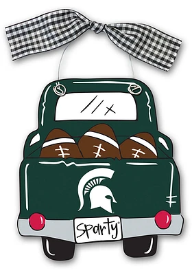 Michigan State Spartans Wood Truck Ornament - Red
