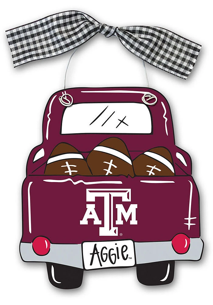 Texas A&M Aggies Wood Truck Ornament - Red