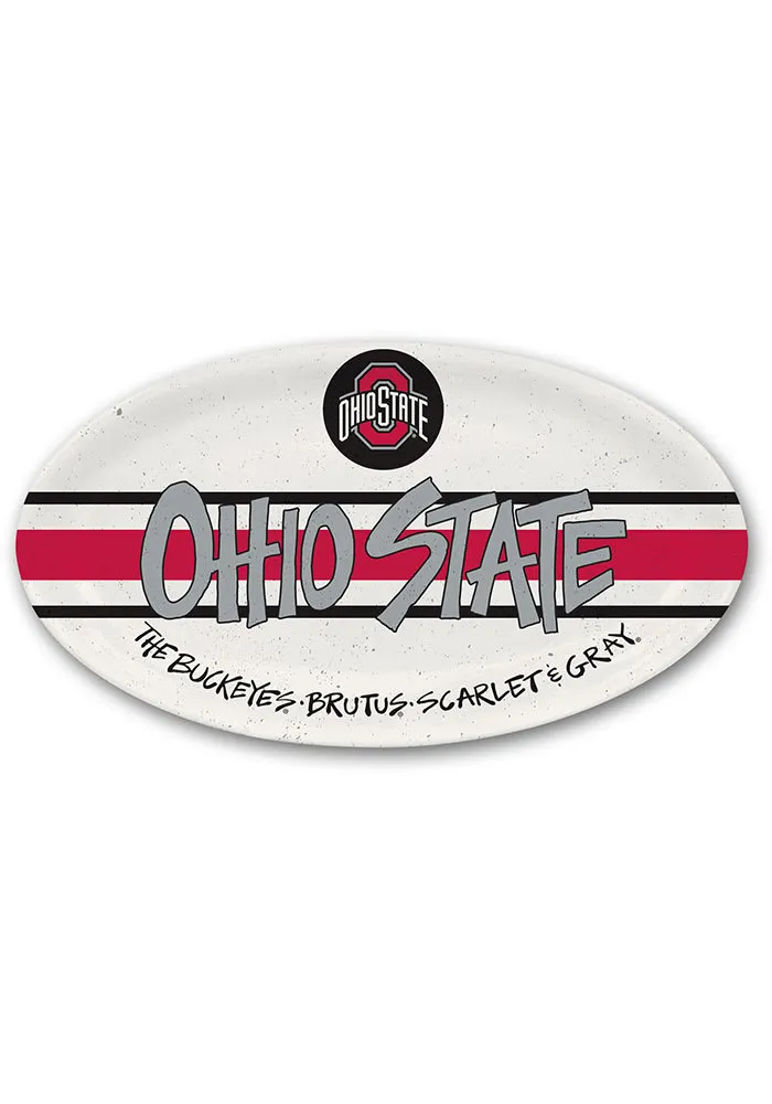 Ohio State Buckeyes 6.75x12.25 Melamine Oval Serving Tray