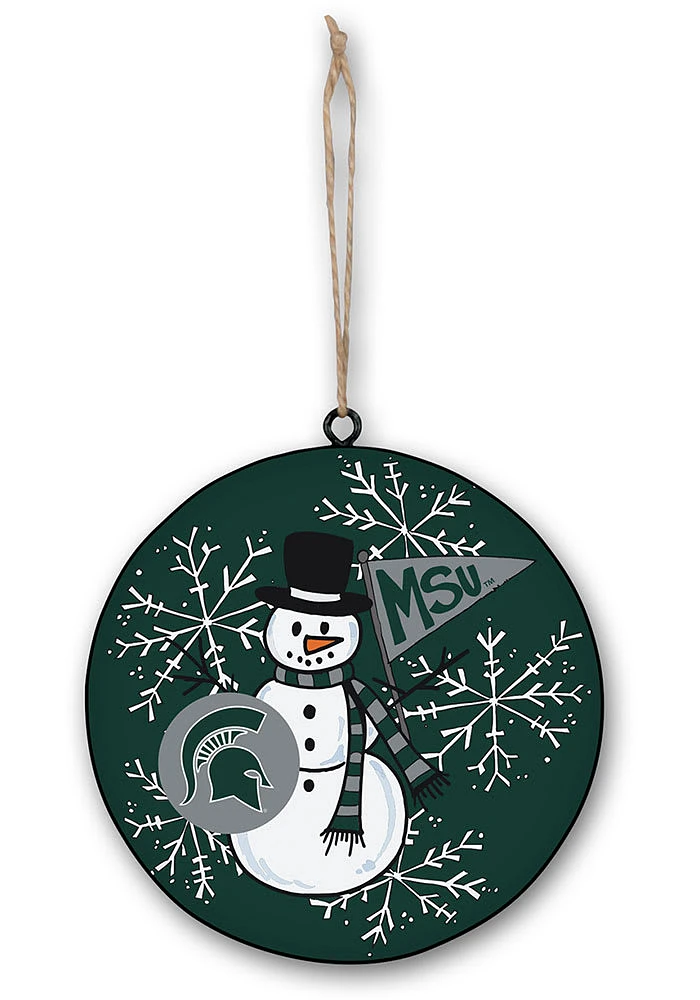 Michigan State Spartans Snowman Design Ornament - Green