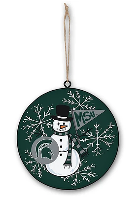 Michigan State Spartans Snowman Design Ornament - Green