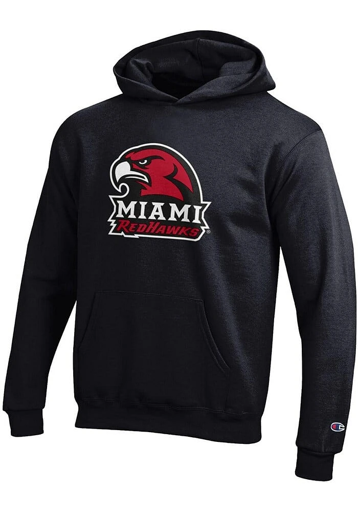 Champion Miami RedHawks Youth Black Powerblend Long Sleeve Hoodie