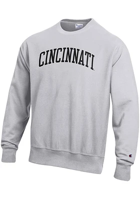 Champion Cincinnati Bearcats Mens Silver Reverse Weave Long Sleeve Crew Sweatshirt