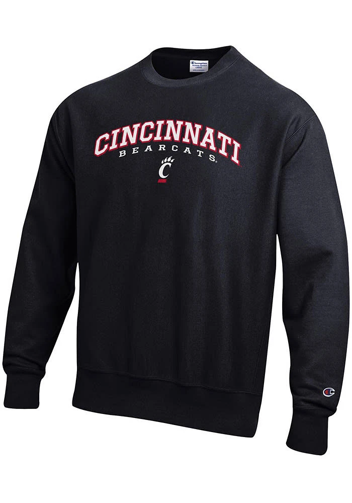 Champion Cincinnati Bearcats Mens Black Reverse Weave Long Sleeve Crew Sweatshirt