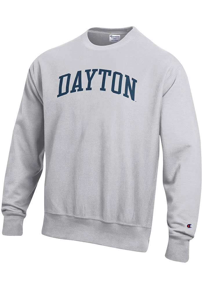 Champion Dayton Flyers Mens Silver Reverse Weave Long Sleeve Crew Sweatshirt