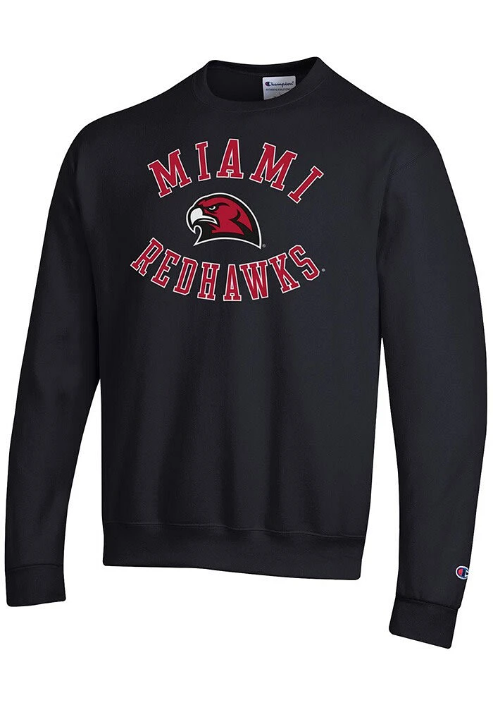 Champion Miami RedHawks Mens Black Powerblend Long Sleeve Crew Sweatshirt