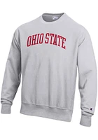 Champion Ohio State Buckeyes Mens Silver Reverse Weave Long Sleeve Crew Sweatshirt