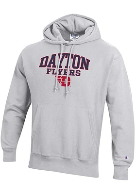 Champion Dayton Flyers Mens Silver Reverse Weave Long Sleeve Hoodie