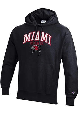 Champion Miami RedHawks Mens Black Reverse Weave Long Sleeve Hoodie