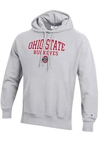 Champion Ohio State Buckeyes Mens Silver Reverse Weave Long Sleeve Hoodie