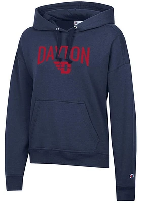 Champion Dayton Flyers Womens Navy Blue Powerblend Hooded Sweatshirt