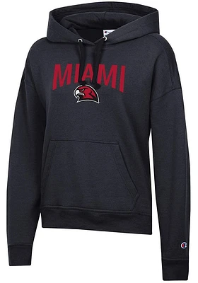 Champion Miami RedHawks Womens Black Powerblend Hooded Sweatshirt