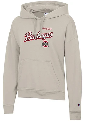 Champion Ohio State Buckeyes Womens Tan Powerblend Hooded Sweatshirt