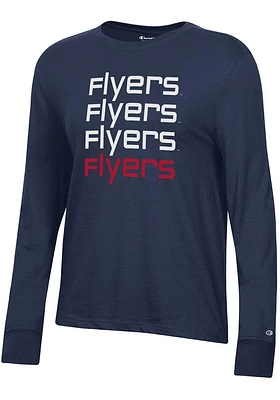 Champion Dayton Flyers Womens Navy Blue Core LS Tee