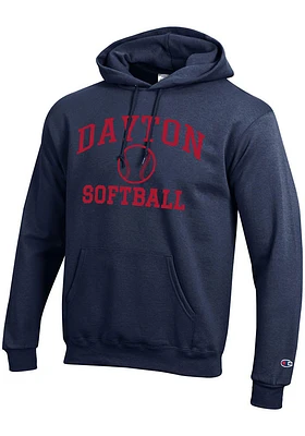 Champion Dayton Flyers Mens Navy Blue Softball Powerblend Long Sleeve Hoodie