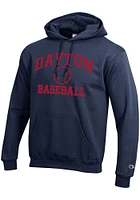 Champion Dayton Flyers Mens Navy Blue Baseball Powerblend Long Sleeve Hoodie