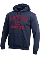 Champion Dayton Flyers Mens Navy Blue Soccer Powerblend Long Sleeve Hoodie