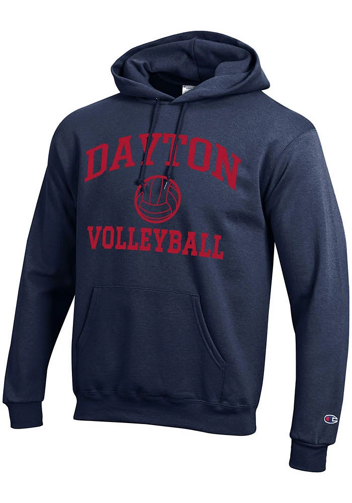 Champion Dayton Flyers Mens Navy Blue Volleyball Powerblend Long Sleeve Hoodie