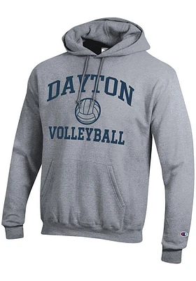 Champion Dayton Flyers Mens Grey Volleyball Powerblend Long Sleeve Hoodie