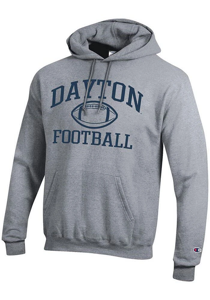 Champion Dayton Flyers Mens Grey Football Powerblend Long Sleeve Hoodie