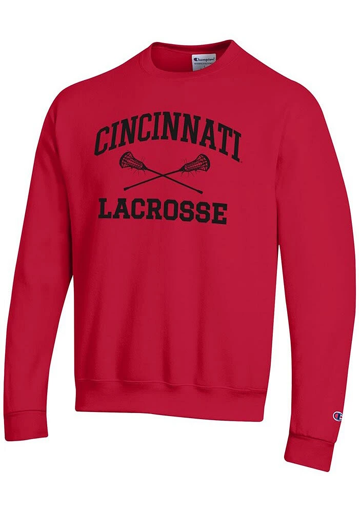 Champion Cincinnati Bearcats Mens Lacrosse Powerblend Long Sleeve Crew Sweatshirt