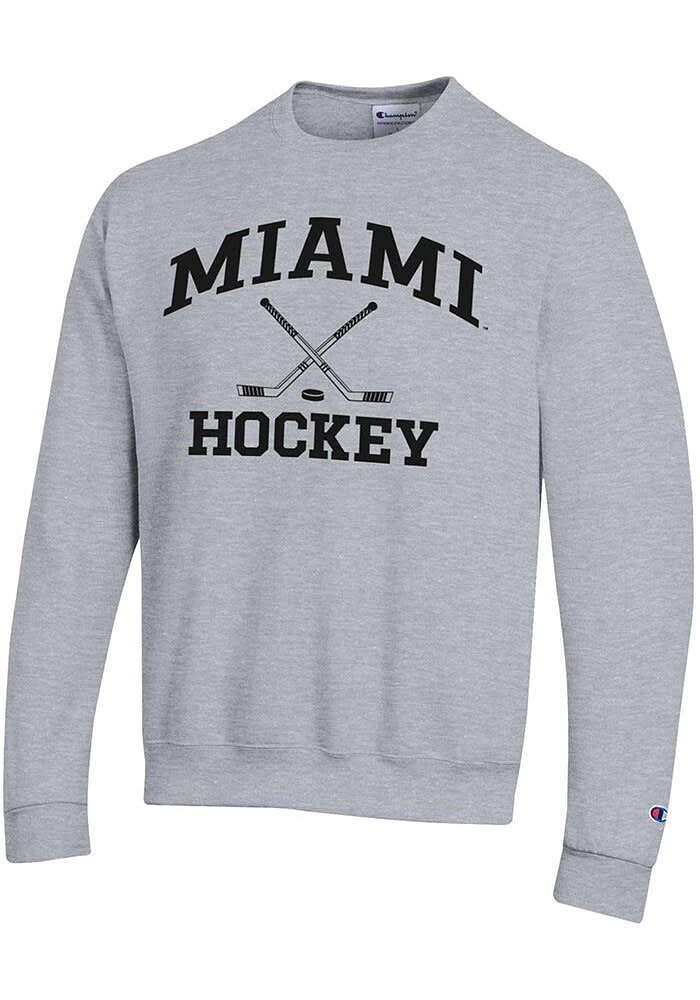 Champion Miami RedHawks Mens Hockey Powerblend Long Sleeve Crew Sweatshirt