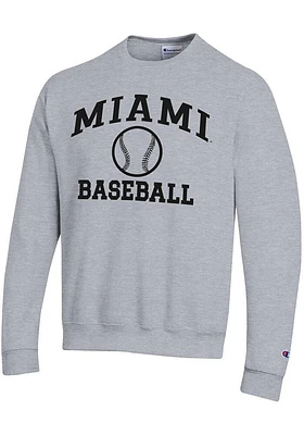 Champion Miami RedHawks Mens Baseball Powerblend Long Sleeve Crew Sweatshirt