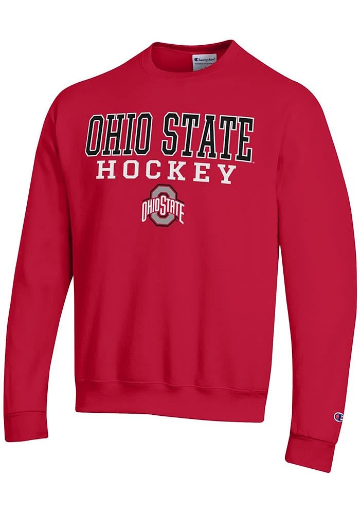 Champion Ohio State Buckeyes Mens Hockey Powerblend Design Long Sleeve Crew Sweatshirt