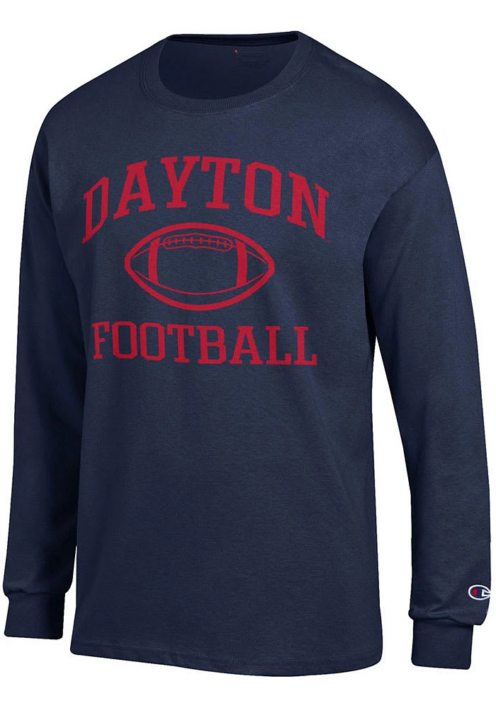 Champion Dayton Flyers Navy Blue Football Jersey Long Sleeve T Shirt