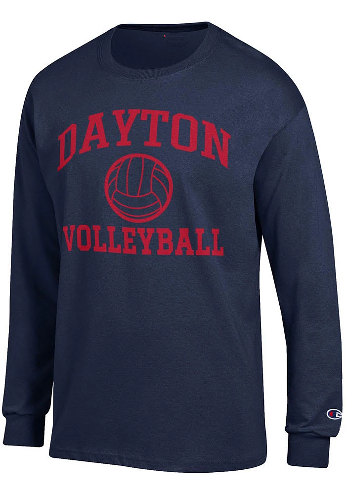 Champion Dayton Flyers Navy Blue Volleyball Jersey Long Sleeve T Shirt