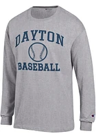 Champion Dayton Flyers Grey Baseball Jersey Long Sleeve T Shirt