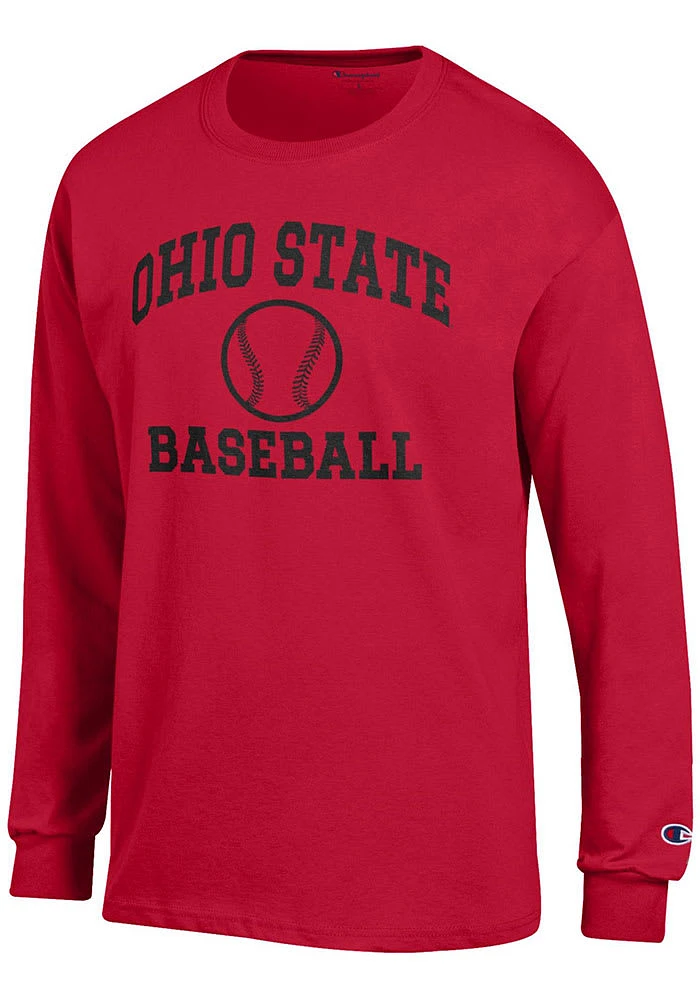 Champion Ohio State Buckeyes Red Baseball Jersey Long Sleeve T Shirt