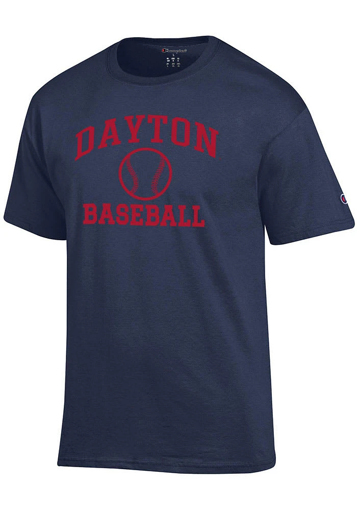 Champion Dayton Flyers Navy Blue Baseball Jersey Short Sleeve T Shirt