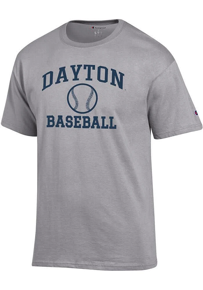 Champion Dayton Flyers Grey Baseball Jersey Short Sleeve T Shirt