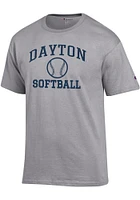 Champion Dayton Flyers Grey Softball Jersey Short Sleeve T Shirt