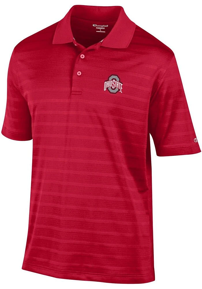 Champion Ohio State Buckeyes Mens Textured Solid Short Sleeve Polo