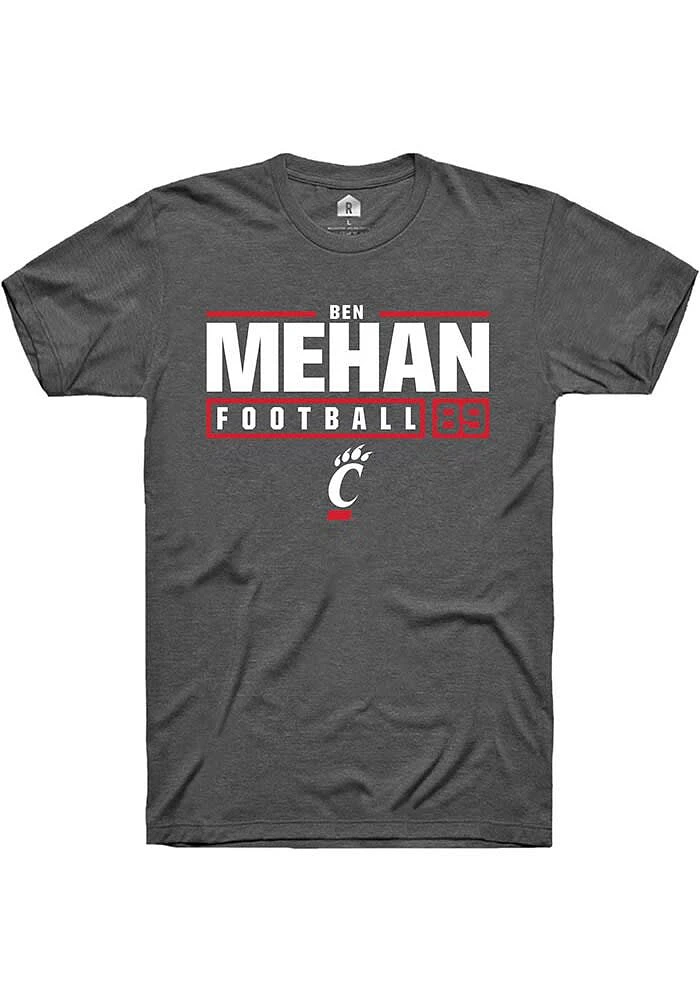 Ben Mehan  Cincinnati Bearcats Dark Grey Rally NIL Stacked Box Short Sleeve T Shirt