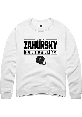 Devyn Zahursky Rally Cincinnati Bearcats Mens NIL Stacked Box Long Sleeve Crew Sweatshirt