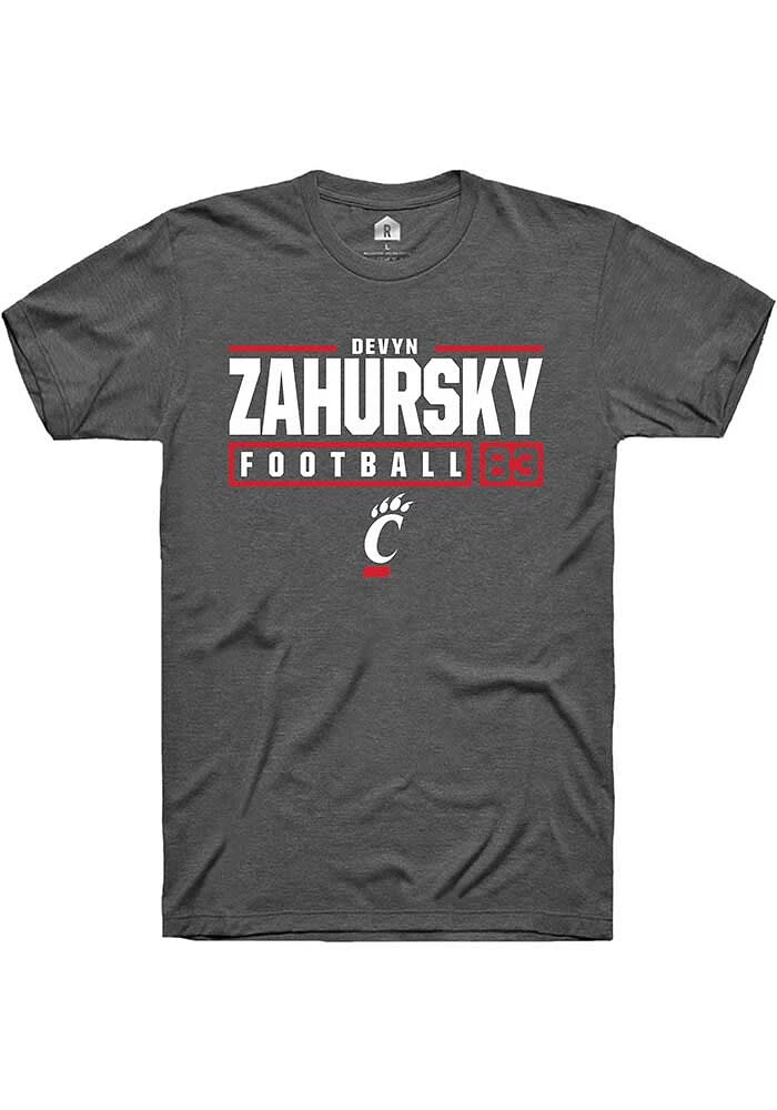 Devyn Zahursky  Cincinnati Bearcats Dark Grey Rally NIL Stacked Box Short Sleeve T Shirt