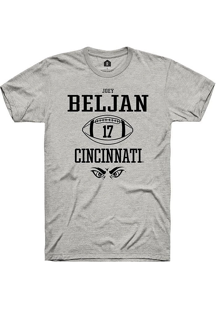 Joey Beljan  Cincinnati Bearcats Ash Rally NIL Sport Icon Short Sleeve T Shirt