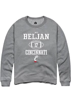 Joey Beljan  Rally Cincinnati Bearcats Mens Graphite NIL Sport Icon Long Sleeve Crew Sweatshirt