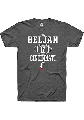 Joey Beljan  Cincinnati Bearcats Dark Grey Rally NIL Sport Icon Short Sleeve T Shirt