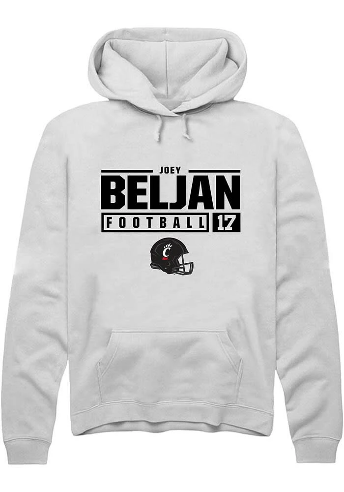 Joey Beljan Rally Cincinnati Bearcats Mens NIL Stacked Box Long Sleeve Hoodie